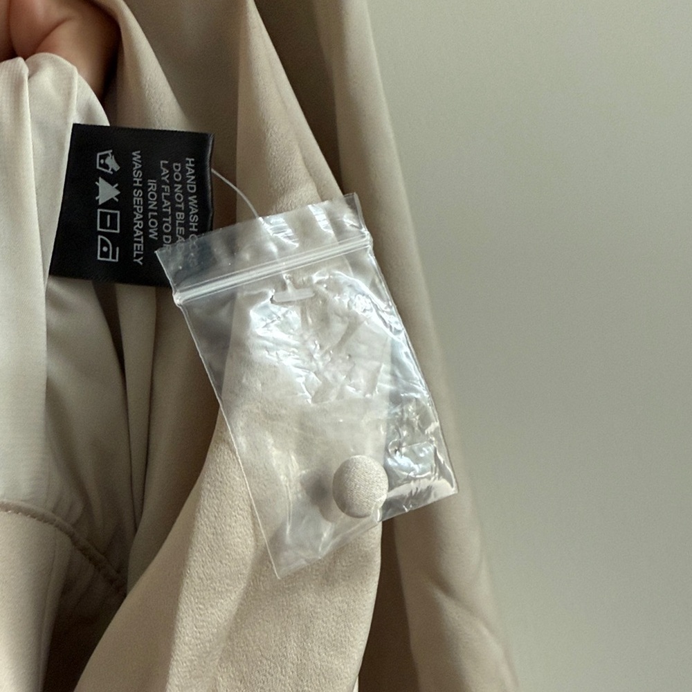 REVOLVE NBD Imogen Satin Crop Top Long Sleeve Wrap Color Champagne Small - Picture 10 of 12
